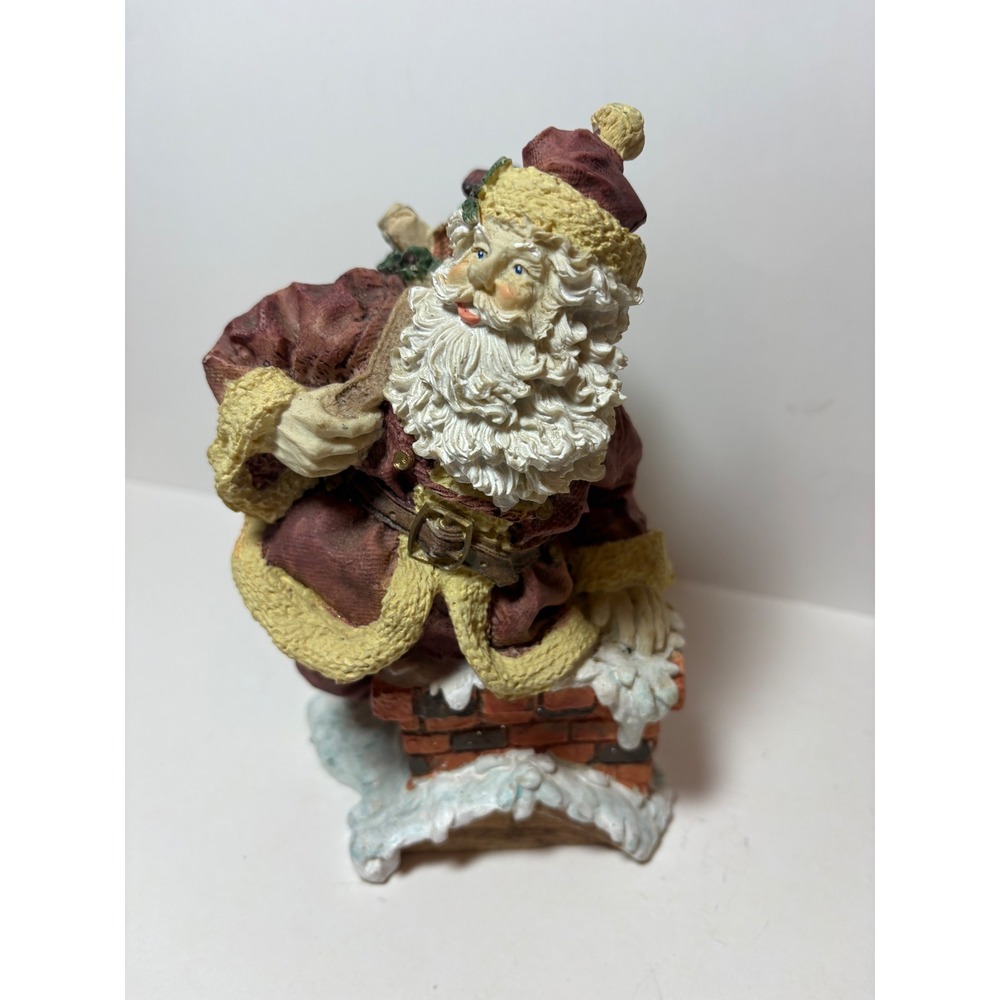 Vintage Style Santa Claus Chimney Figurine Resin Father Christmas 8 Inch